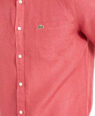 lacoste men's linen pocket shirt