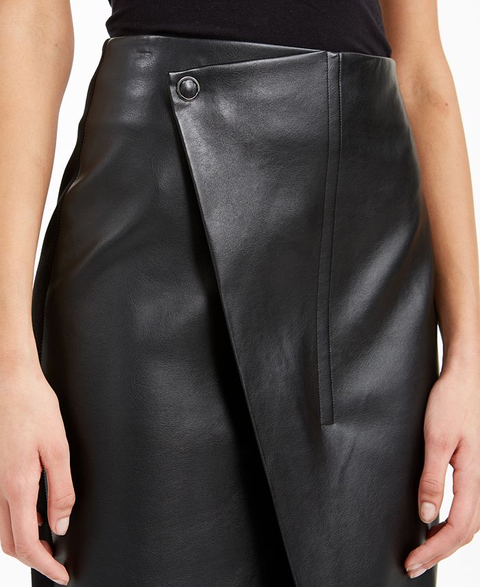 Elie Tahari Faux-Leather Wrap Skirt & Reviews - Skirts - Women - Macy's