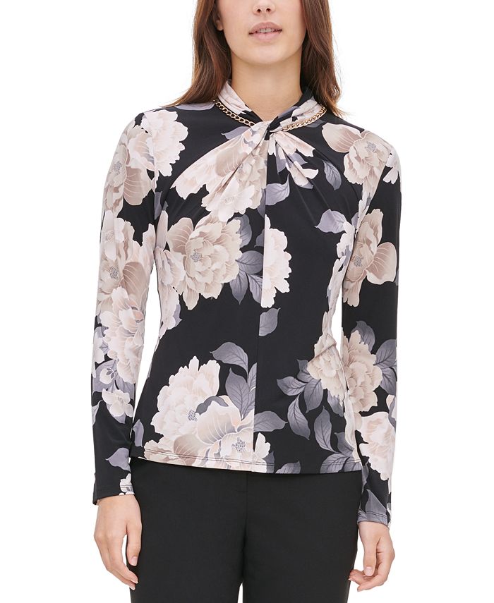 Calvin Klein Stretchy Print Blouse Gold Hardware main image 0
