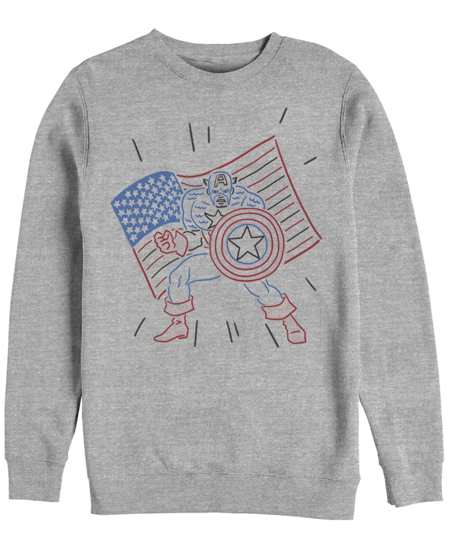 Marvel Men's Captain America Neon Line Art, Crewneck Fleece
