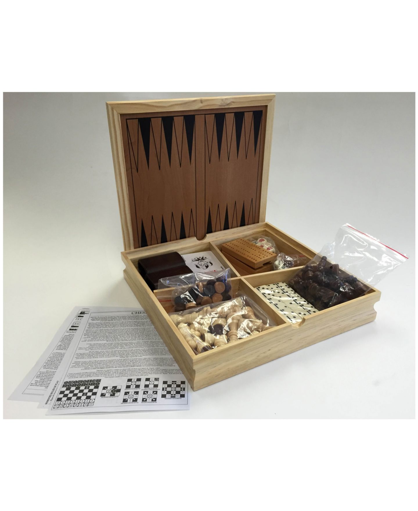 Детская настольная игра John N. Hansen Co. 7-in-1 Combination Classic Wood Board Game, Ages 14+ — фото 3