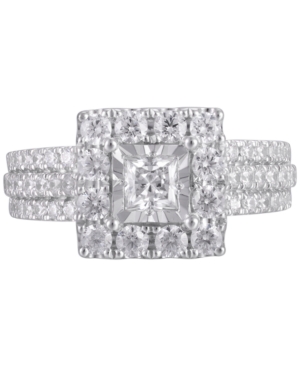image of Diamond Princess Halo Ring (1-1/2 ct. t.w.) in 14k White Gold