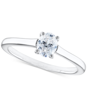 image of Certified Diamond Oval Solitaire Engagement Ring (1/2 ct. t.w.) in 14k White Gold