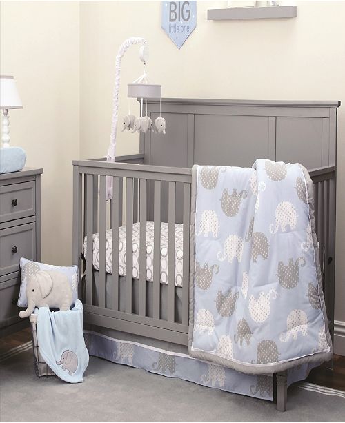 Nojo Blue Elephant 4 Piece Crib Bedding Set Reviews Bedding