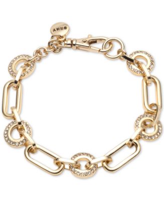 DKNY Gold-Tone Pavé Circle & Large Link Bracelet, Created for Macy's ...
