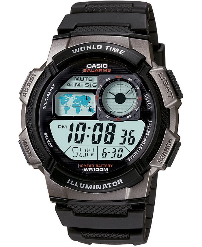 Casio - Men's Digital Black Resin Strap Watch 43.7mm
