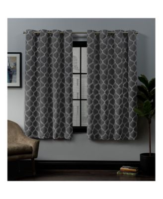 Amelia Embroidered Woven Blackout Grommet Top Curtain Panel Pair