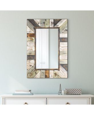 American Art Decor Rustic Wood Plank Farmhouse Rectangular Mirror