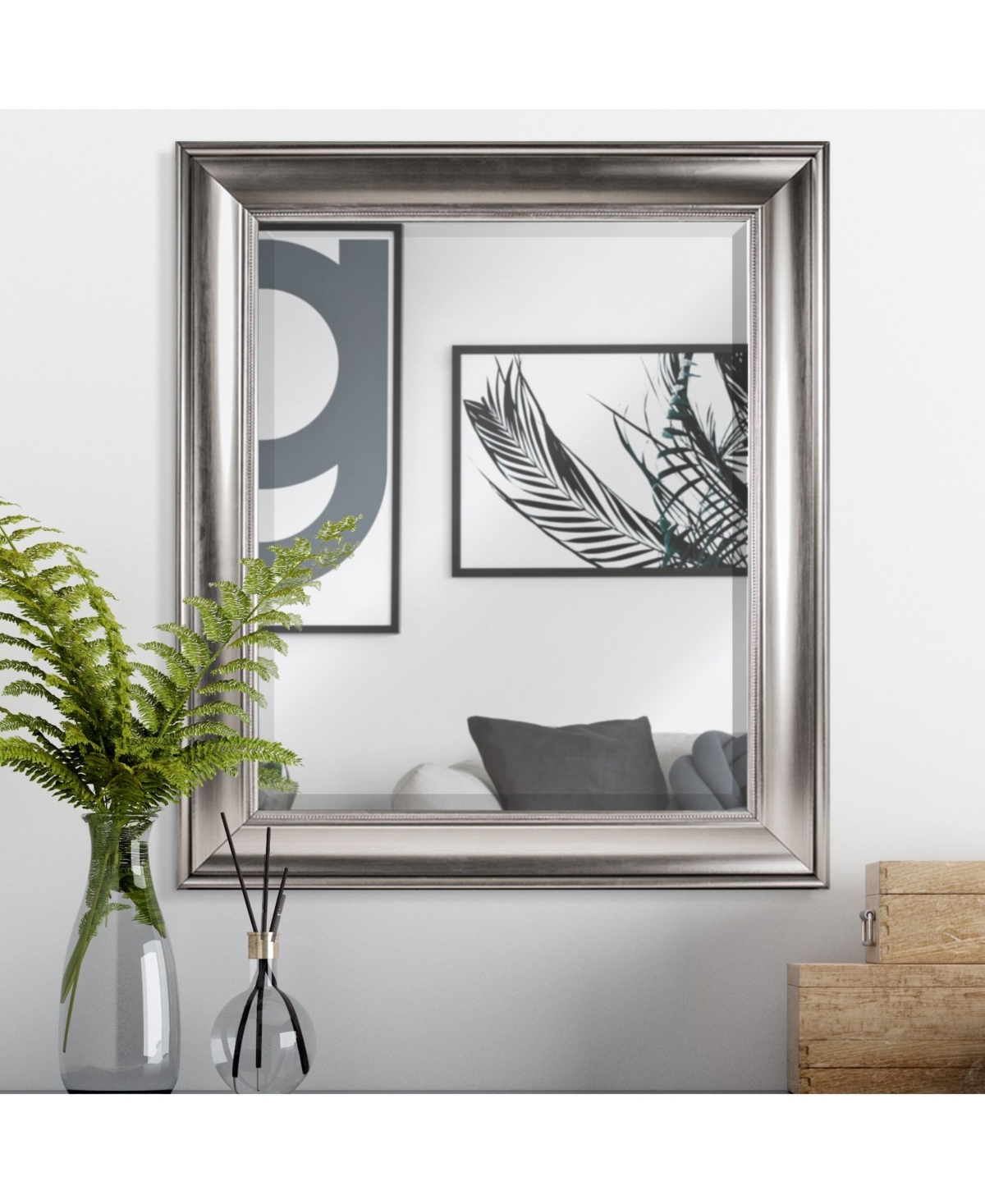 American Art Decor Clarence Silver Wall Vanity Mirror - Silver-Tone