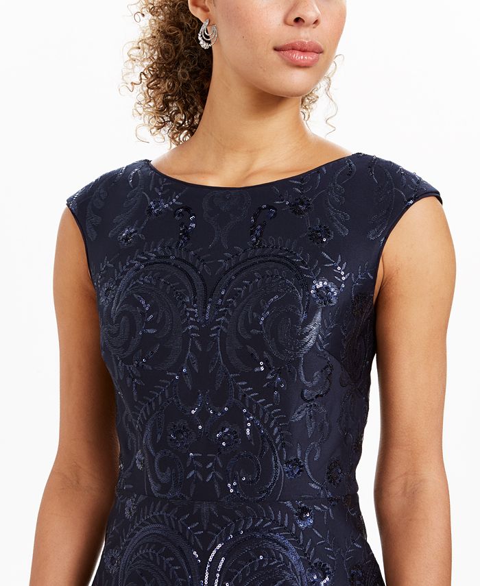 Vince Camuto Embroidered Sequin Gown - Macy's