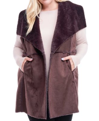 Fever - Plus Size Faux-Shearling Sweater Vest