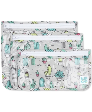 Bumkins 3-pack Clear-sided Travel Bag Set In Cactus