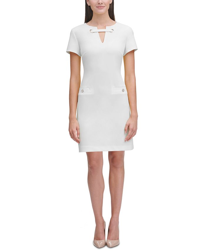 Tommy Hilfiger Scuba Crepe Grommet Top Pocket Dress Macy s