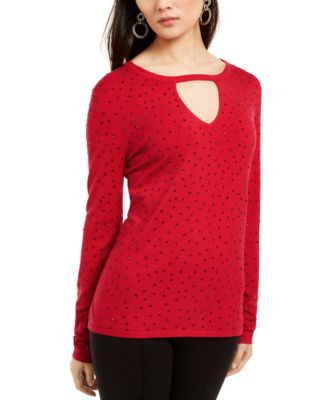 macy's red sweater women's