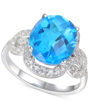 image of Blue Topaz (5-1/3 ct. t.w.) & Diamond (1/2 ct. t.w.) Ring in 14k White Gold