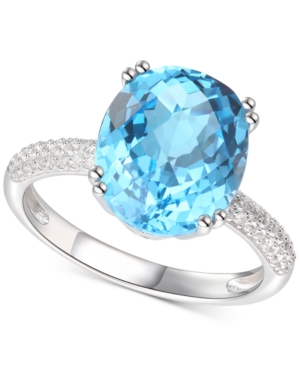 image of Blue Topaz (5-1/3 ct. t.w.) & Diamond (1/4 ct. t.w.) Ring in 14k Gold (Also in Green Quartz)