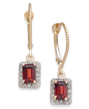 image of Garnet (1-2/5 ct. t.w.) & Diamond (1/3 ct. t.w.) Drop Earrings in 14k Gold