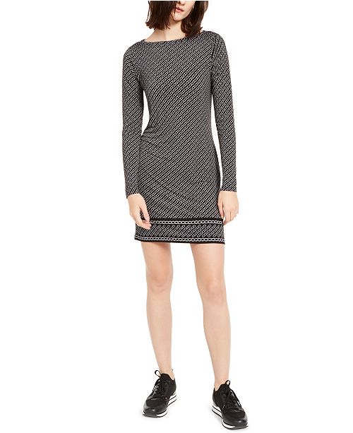 Michael Kors Long Sleeve Chain Print Dress Regular Petite