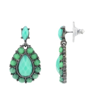 image of 2028 Black-Tone Pear shape Faceted Drop Earrings