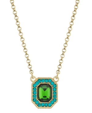 image of 2028 Gold-Tone Crystal Octagon Pendant Necklace