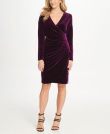 Velvet Side Ruche Sheath Dress