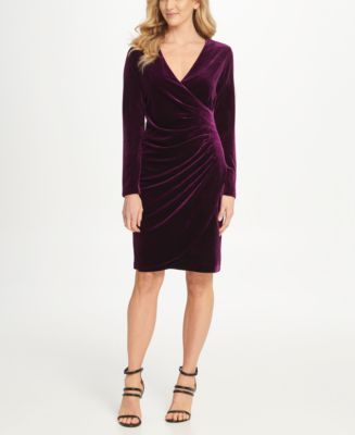 DKNY Velvet Side Ruche Sheath Dress - Macy's