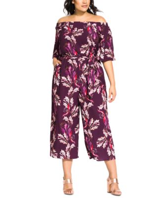 city chic off the shoulder jumpsuit