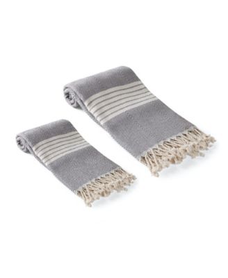 Olive and Linen Newport Turkish Bath and Hand Towel 2 Piece Set
