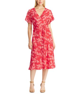 Lauren Ralph Lauren Floral Tie-Front Georgette Dress - Macy's