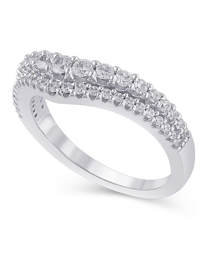 Macy's - Certified Diamond (5/8 ct. t.w.) Contour Band in 14K White Gold