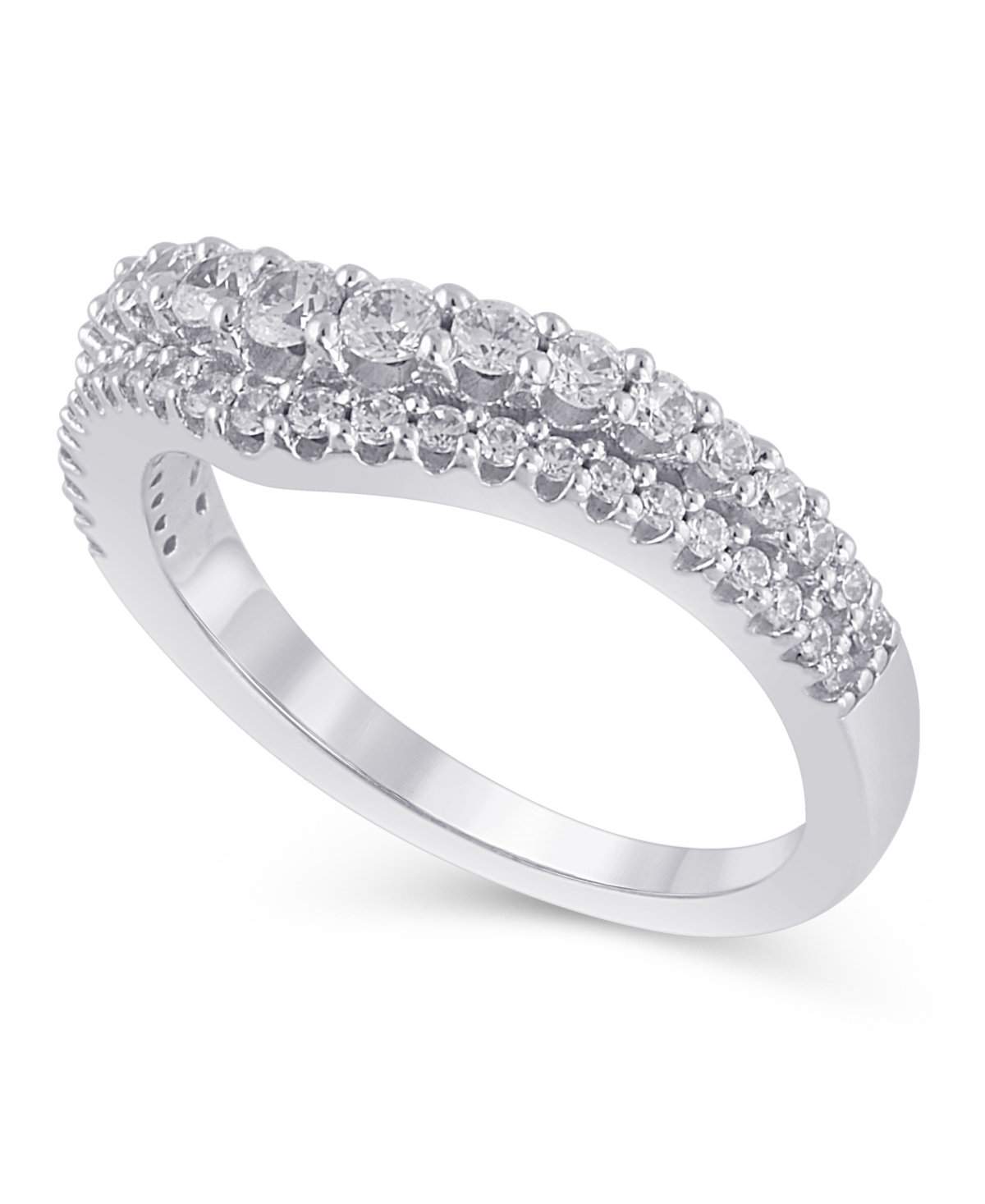 Certified Diamond (5/8 ct. t.w.) Contour Band in 14K White Gold - White Gold