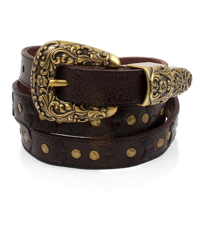 Frye and Co. Frye & Co Skinny Western Leather Belt with Lacing and ...