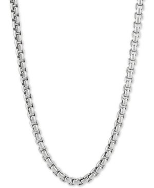 Macy's Rounded Box Link 24" Chain Necklace In Sterling Silver In Silver