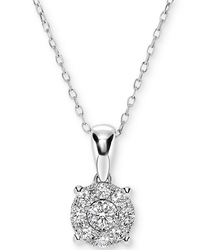 Macy's - Diamond Miracle Plate Cluster 18" Pendant Necklace (1/4 ct. t.w.) in 14k White Gold