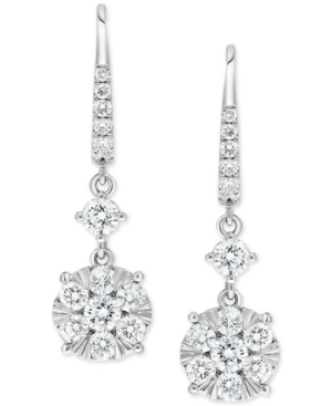 image of Diamond Linear Cluster Drop Earrings (2 ct. t.w.) in 14k White Gold