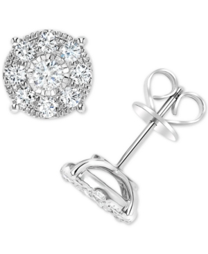 image of Diamond Cluster Stud Earrings (1 ct. t.w.) in 14k White Gold