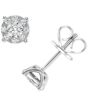image of Diamond Miracle Plate Halo Stud Earrings (1/4 ct. t.w.) in 14k White Gold