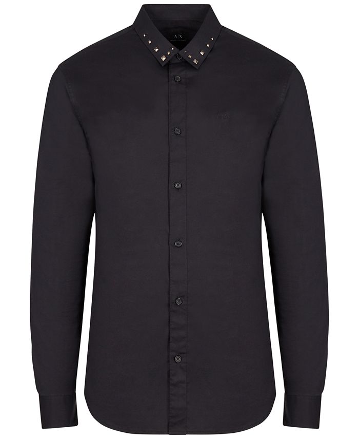 A|X Armani Exchange Men's Studded Collar Shirt - Macy's