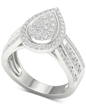 image of Diamond Teardrop Cluster Composite Ring (1 ct. t.w.) in 14k White Gold