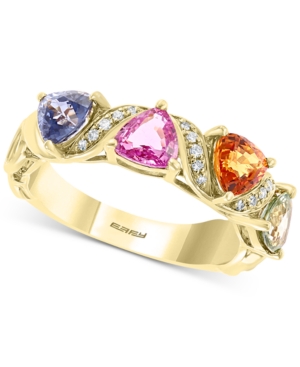 image of Effy Multi-Sapphire (2 ct. t.w.) & Diamond (1/20 ct. t.w.) Statement Ring in 14k Gold