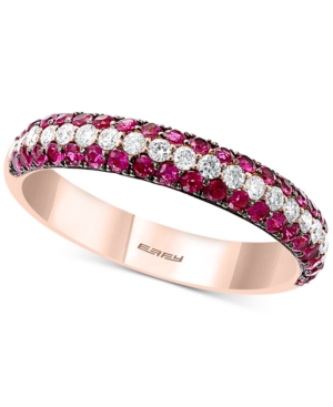image of Effy Certified Ruby (3/4 ct. t.w.) & Diamond (1/3 ct. t.w.) Band in 14k Rose Gold