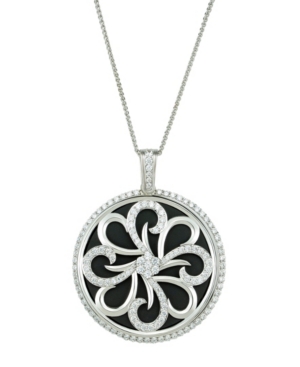 image of Lux Vue Magnifying Glass & Mirror Pendant Black & Silver-Tone Necklace, 38