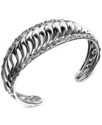 Carolyn Pollack - Ribbed Cuff Bracelet in Sterling Silver