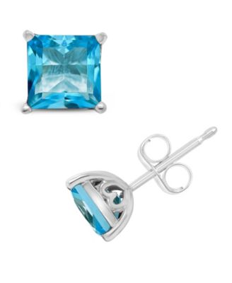 Macy's - Gemstone Stud Earrings in Sterling Silver. Available in Amethyst (2-1/6 ct. t.w.) and Blue Topaz (2-7/8 ct. t.w.)