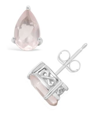 Pear-shape Gemstone Stud Earrings in Sterling Silver