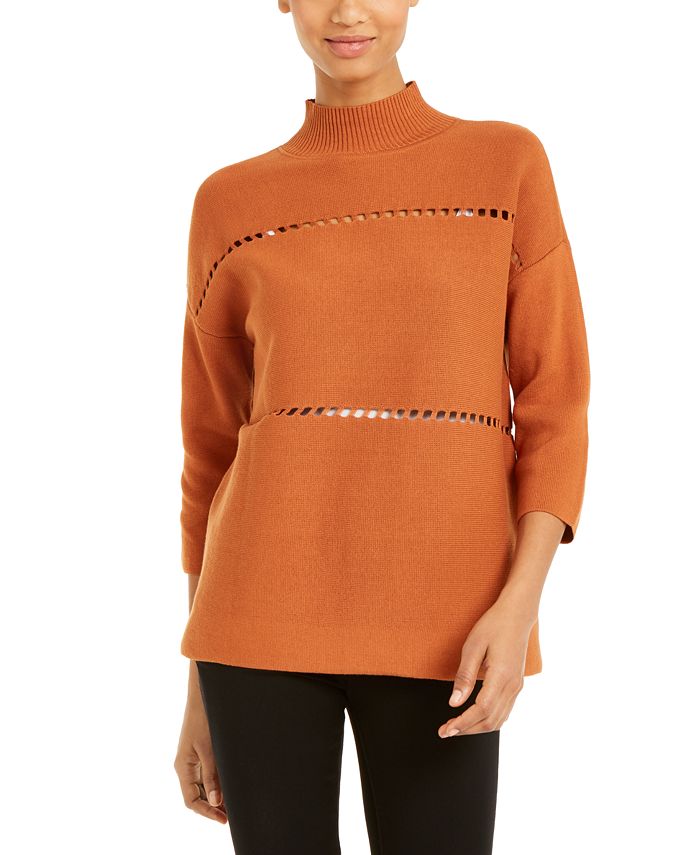 Alfani Cotton Pointelle Poncho Sweater, Created for Macy's - Macy's