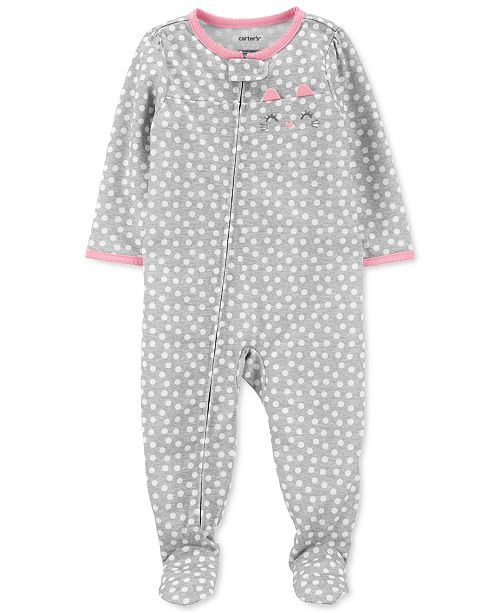 Carter S Baby Girls 1 Pc Cat Dot Print Footie Pajama Reviews