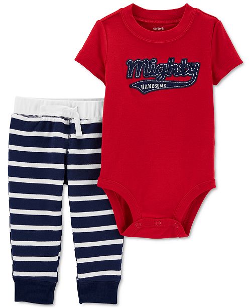 Carter S Baby Boys 2 Pc Cotton Mighty Handsome Bodysuit