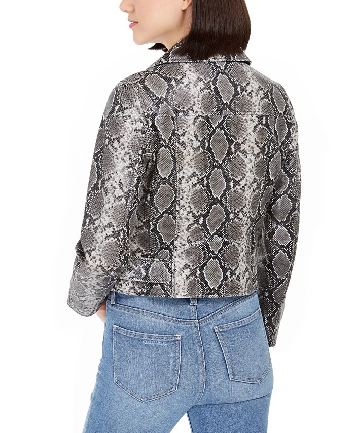 Michael Kors SnakeEmbossed Leather Moto Jacket Macy's