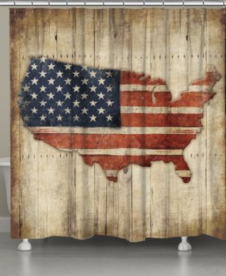 Laural Home - Wooden Flag Shower Curtain